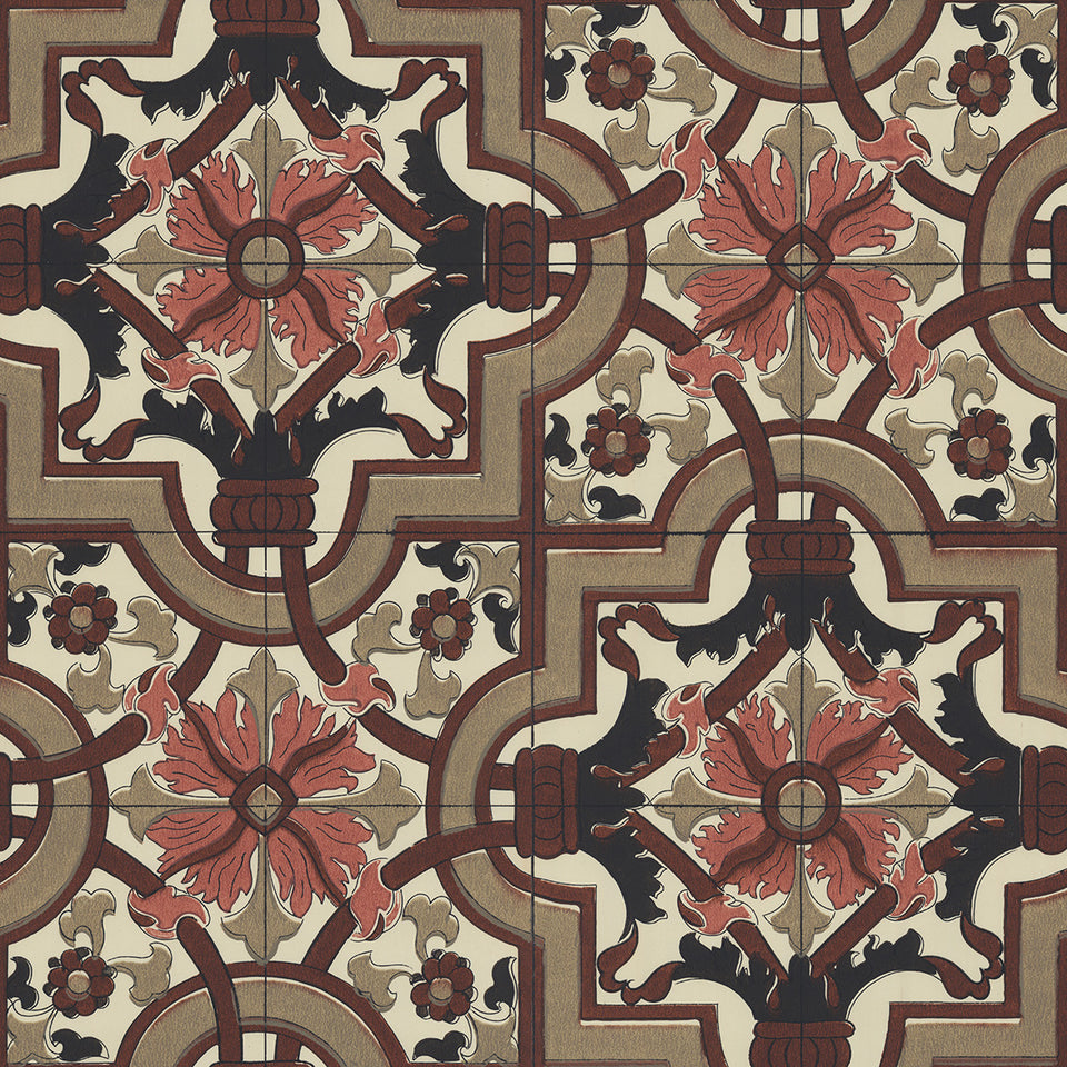 Vintage Screenprint Pattern Tile Wallpaper