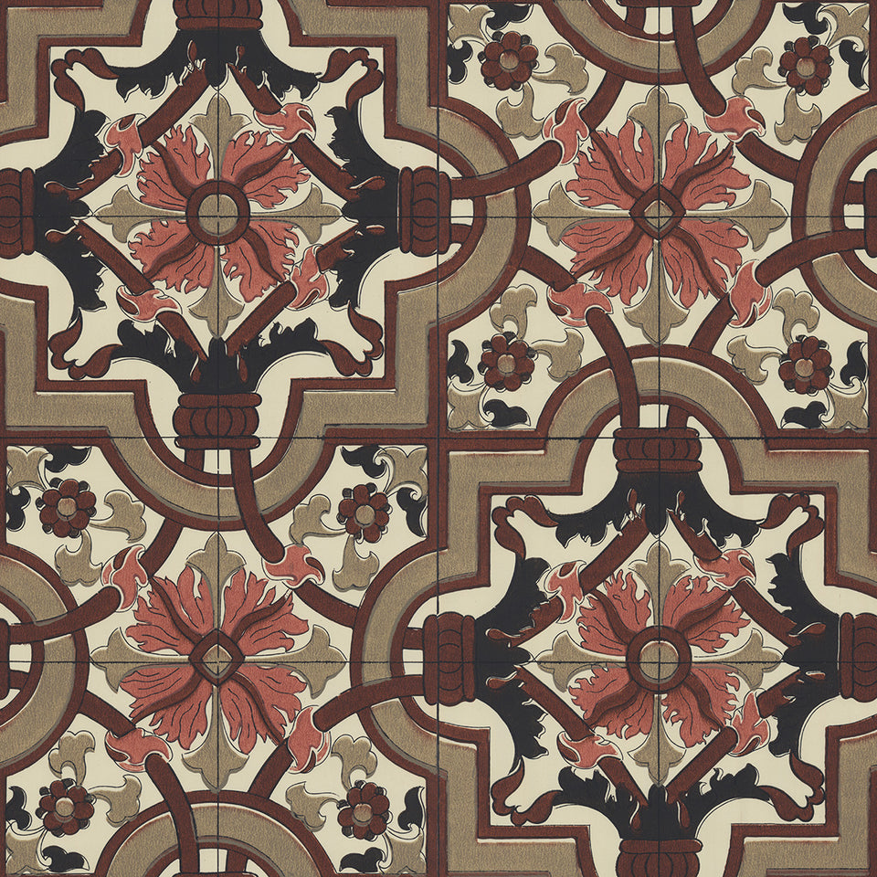 Vintage Screenprint Pattern Tile Wallpaper