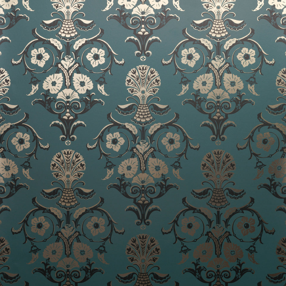 Manchester Wallpaper - Gold and Teal