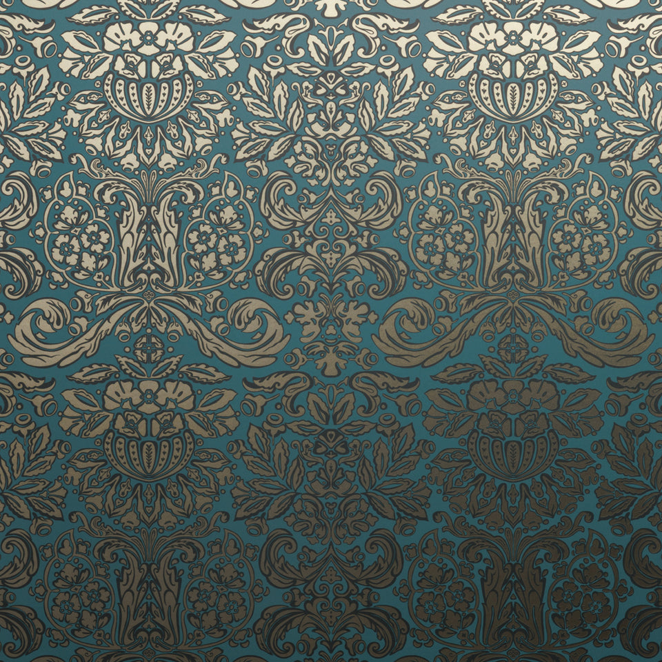 Urbana Wallpaper - Gold and Teal