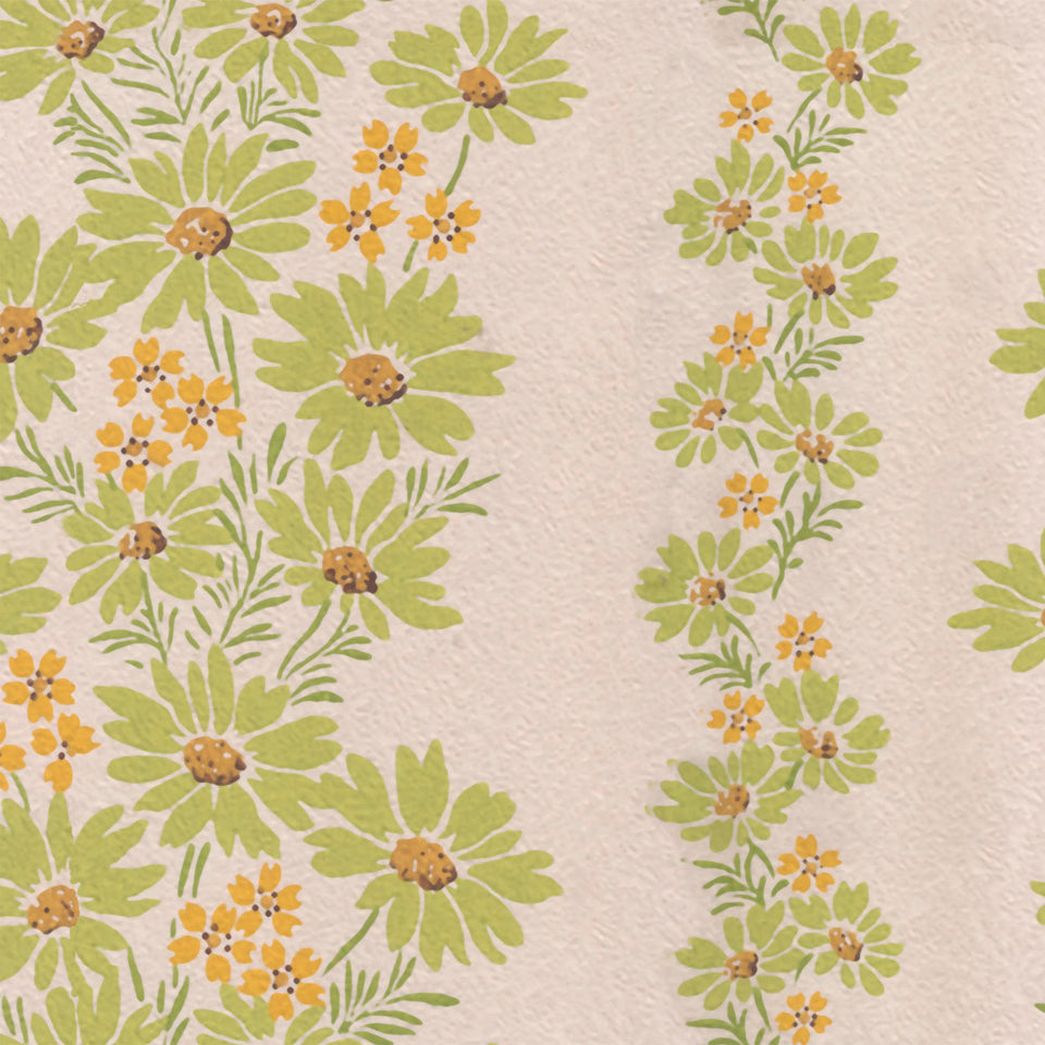 Lazy Daisies Wallpaper - Lime