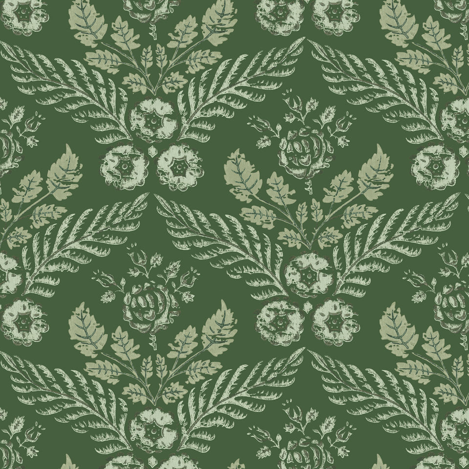 Edgartown Floral Wallpaper - Hunter Green
