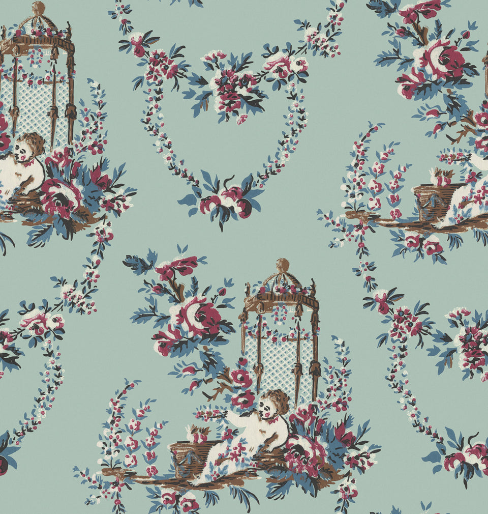 Garden Pavilion Wallpaper - French Blue
