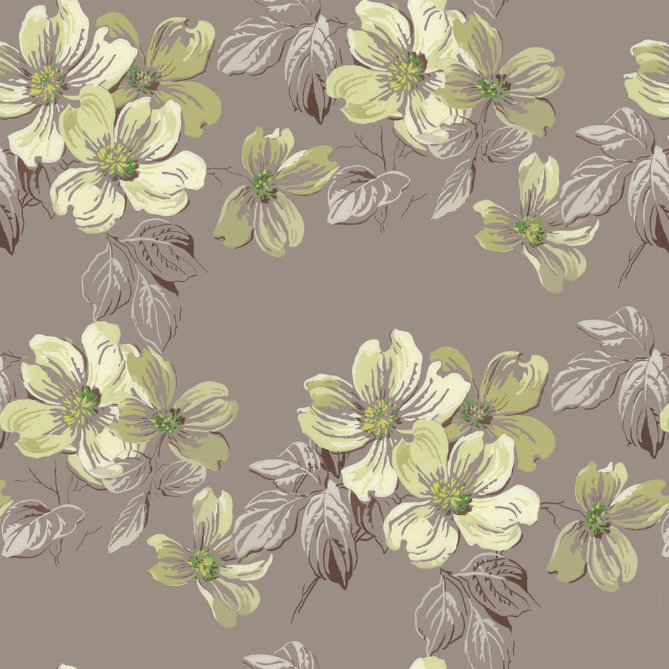 Magnolia Blossom - Lime Wallpaper