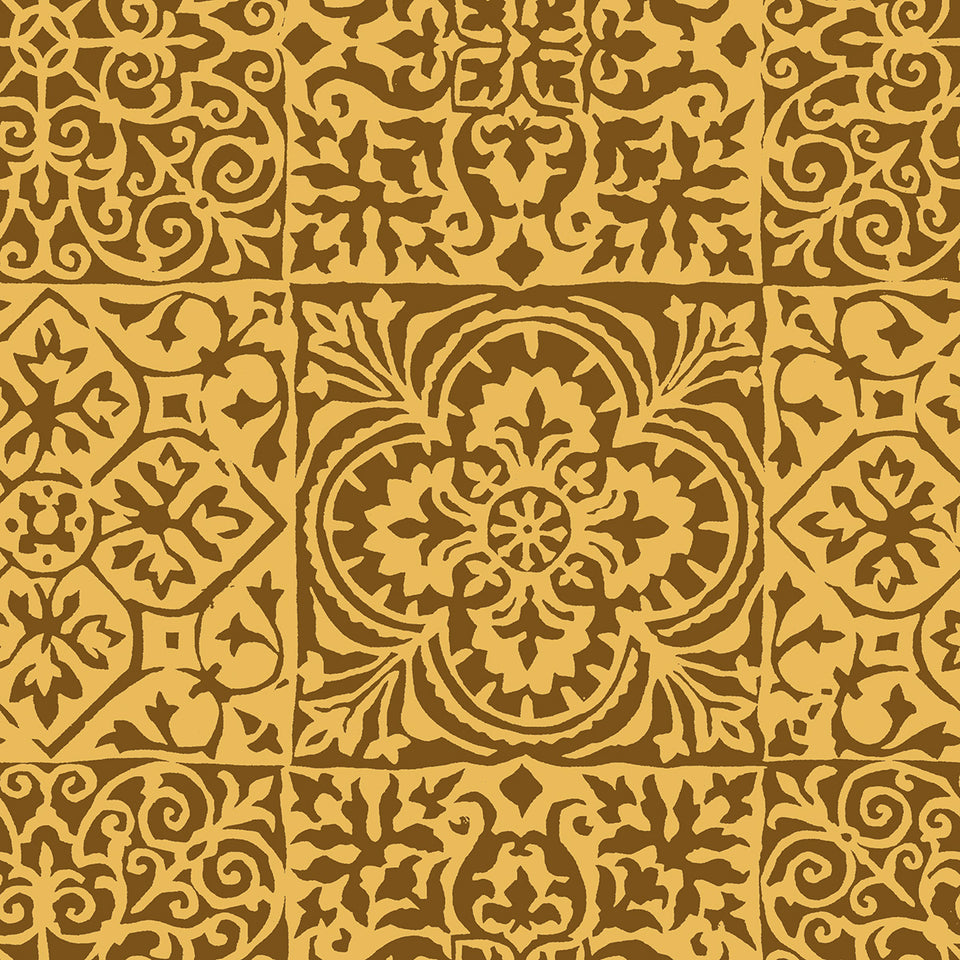 Copper Patterned Tile Wallpaper