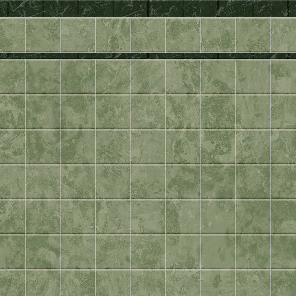 Green Marble Bordered Tile Wallpaper