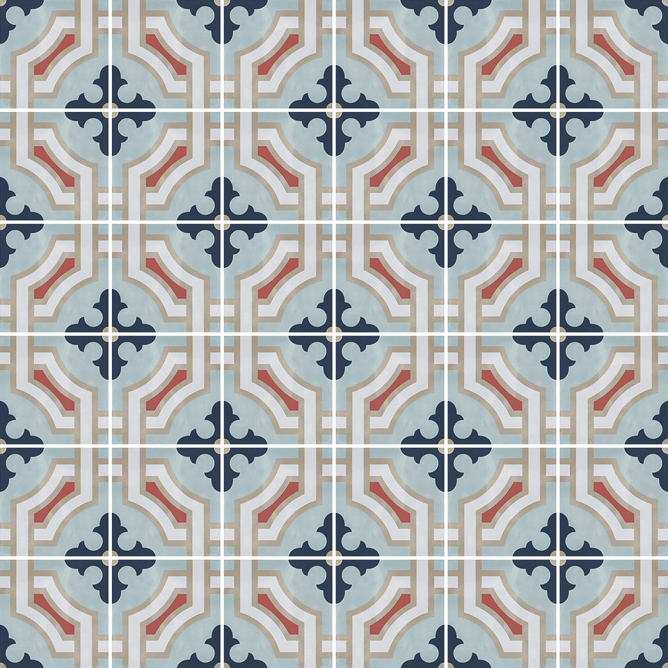 Blue Encaustic Tile Wallpaper