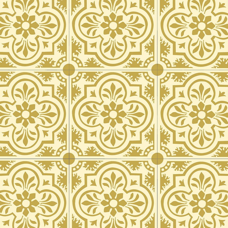 Yellow Encaustic Tile Wallpaper