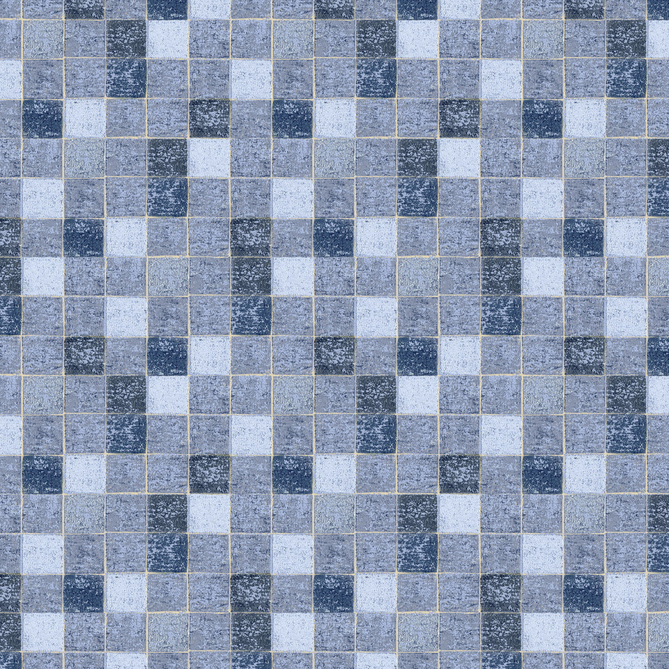 Textured Blue Mosaic Tile Wallpaper