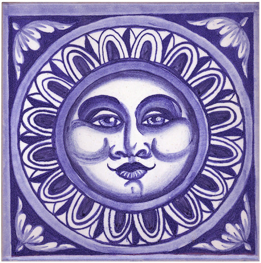 Blue Moon Face Tile Wallpaper