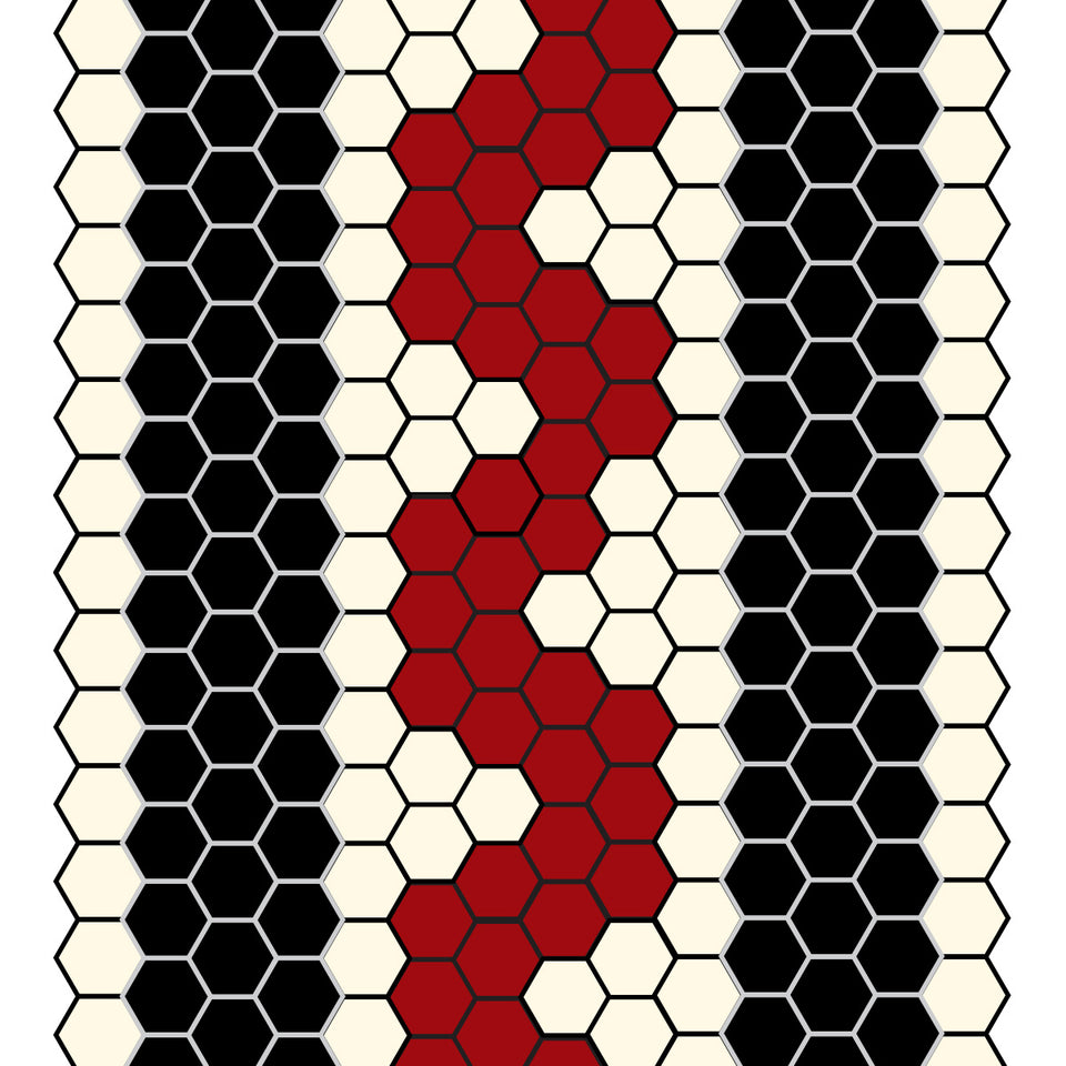 Red, Black and Ivory Hex Mosaic Border Tile Wallpaper