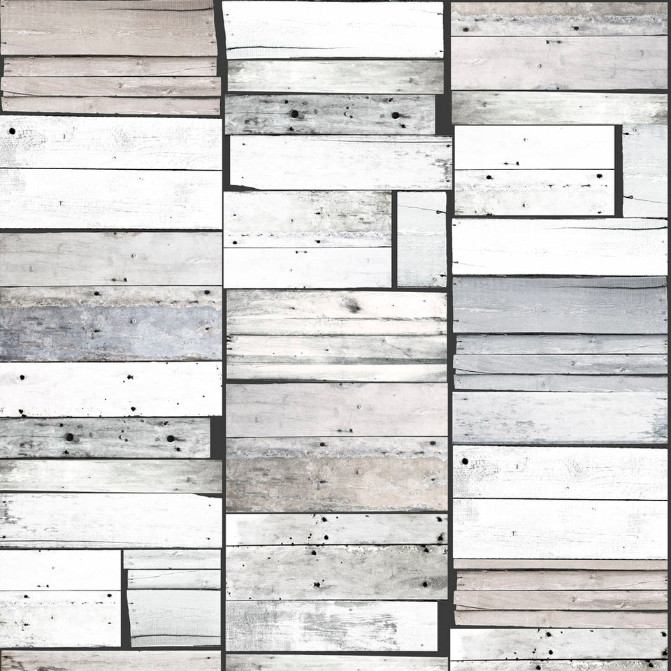 Grey Wood Plank Panels Wallpaper