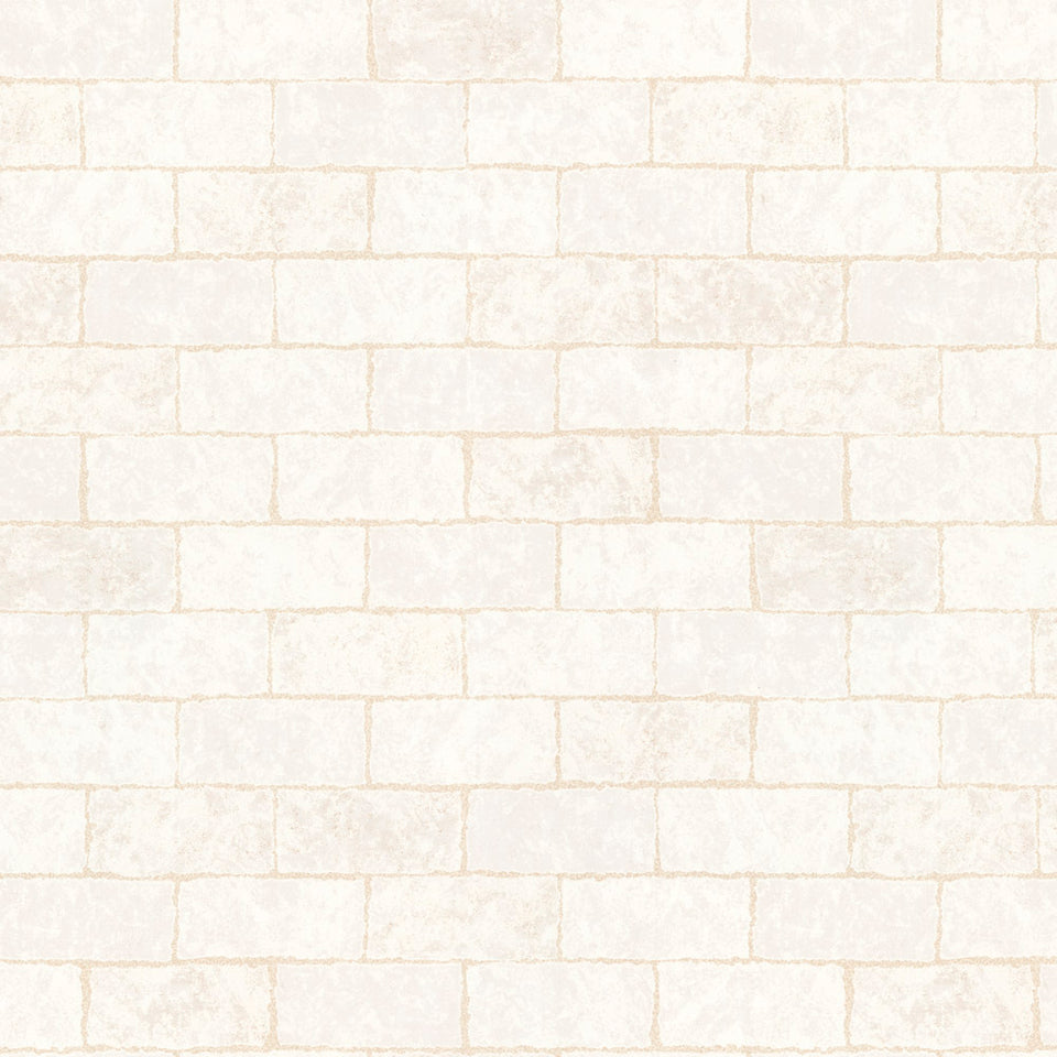 Faux White Brick Stone Wallpaper