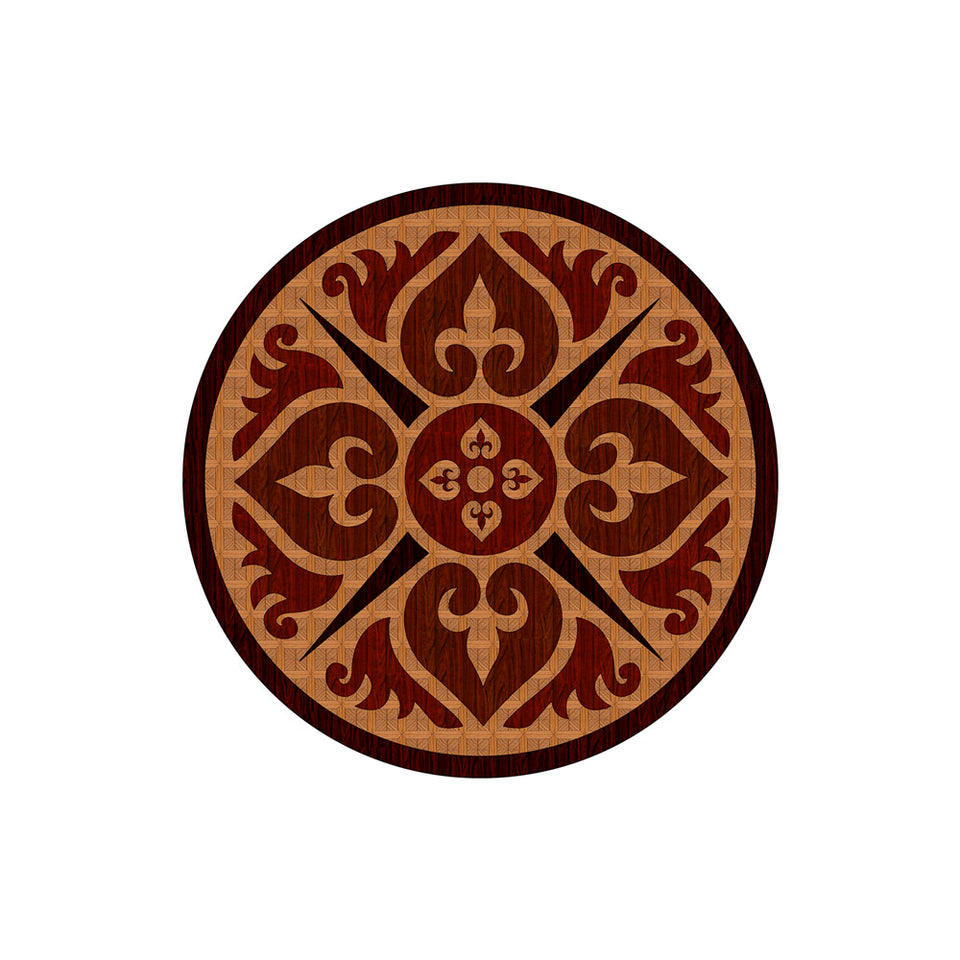 Cross Medallion - Wood Inlay Wallpaper